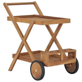 Carrito Del Té De Madera Maciza De Teca Vidaxl