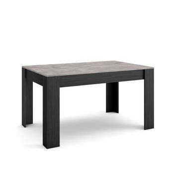 Mesa Comedor | Mesa Fija Cocina Y Salón | 140x90x76 Cm | Para 6 Comensales | Muebles Comedor | Estilo Moderno | Cemento Y Negro