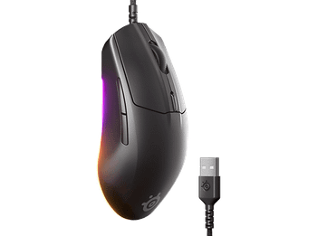 Ratón gaming - SteelSeries Rival 3 Gen 2, Por cable, Sensor óptico TrueMove Core, 8,5K PPP, 6 Teclas, Negro