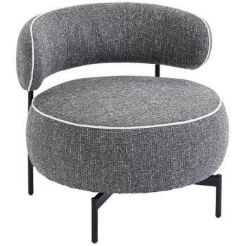 Homcom Butaca De Salón Con Asiento Giratorio Tapizado En Lino Gris Oscuro