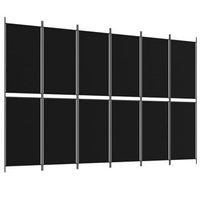 biombo divisor de 6 paneles de tela negro 300x200 cm vidaxl