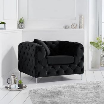 Amara Black Velvet Armchair