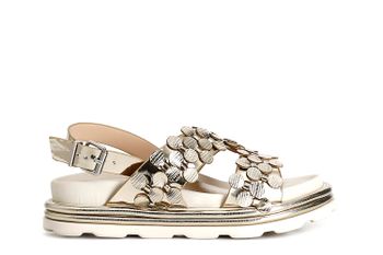 sandalias asimétricas con macro lentejuelas espejo light gold