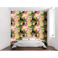 fotomural vinilo tropical tucan y flamenco 350 x 250 cm