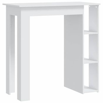 Mesa Bar | Mesa De Bistró Con Estante Madera Contrachapada Blanco 102x50x103,5cm