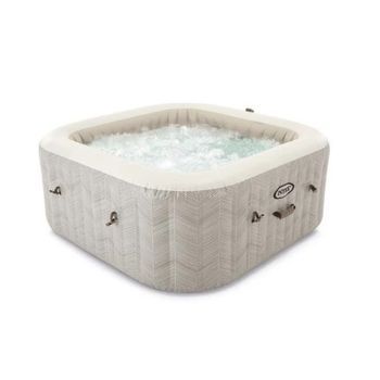 Spa Hinchable Chevron Deluxe 4 Personas 175x175 Cm - Intex. Burbujas De Aire Caliente, Clorador Salino, Sistema Antical, Depuradora, Accesorios Incluidos