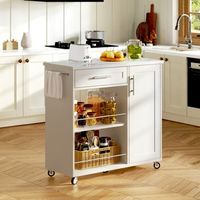 carrito de cocina blanco con encimera efecto marmol cajon y ruedas bloqueables