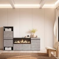 zapatero efecto madera cemento 224x35x145cm chimenea efecto fuego