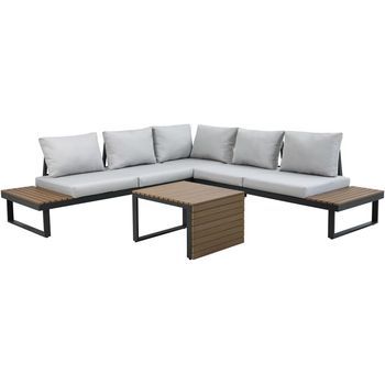 Set De Jardin Rinconera Modular Modelo Calobra Aluminio Gris Antracita, Polywood Marron