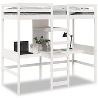 cama para adulto  cama individual  cama alta sin colchon madera maciza de pino blanco 80x200 cm