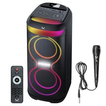 Majestic Fire 38 - Altavoz inalámbrico Audio 5.3, Luces LED Multicolor 6 Efectos, entradas USB/Micro SD/AUX/Mic, TWS, batería Recargable, Mando a Distancia y micrófono con Cable incluidos
