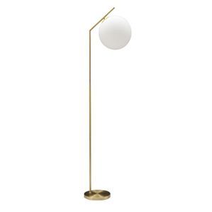 Lámpara De Pie De Metal Dorado Con Esfera De Cristal Blanco 25x36x179 Cm