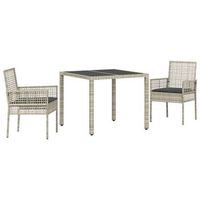 conjunto de comedor de jardin 3 piezas  mueble de jardin gris claro ratan sintetico