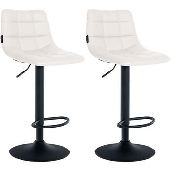 Juego De 2 Taburetes De Bar Jerry En Polipiel Simil Cuero Blanco 46.5x43x87 Cm Clp