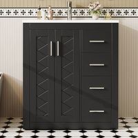 mueble de bano con lavabo - mueble de pie - mdf y ceramica - negro 76x465x855cm