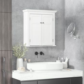 Armario Para Baño De Pared De Mdf Kleankin 58x24x60 Cm Blanco