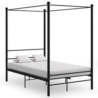 estructura de cama con dosel sin colchon metal negro 120x200 cm vidaxl
