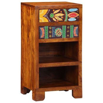 Vidaxl Mesa De Fin Floral Con Cajón Marrón 40 X 35 X 75 Cm