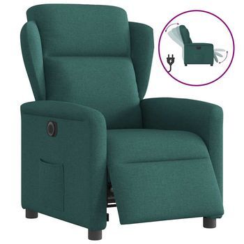 Vidaxl Sillón Reclinable Eléctrico Tela Verde Oscuro