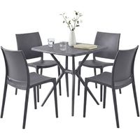 conjunto de muebles de jardin amino con 4 sillas plastico gris oscuro 156x156x81 cm clp