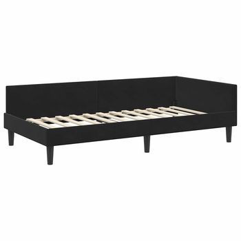 Estructura De Cama Esquinera Con Cabecera Negro 90 X 190 Cm