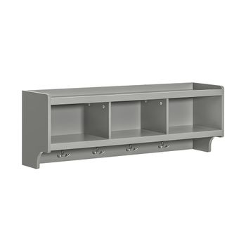 Perchero de pared con 4 ganchos y 3 cajones madera gris