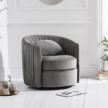 Sarah Grey Velvet Swivel Chair