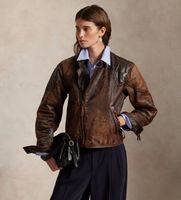 polo ralph lauren para mujer 211971006001 cazadora de piel crackled marron xs casual