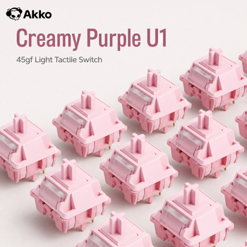 Interruptores Mecánicos Personalizados Akko Tactile Switch Serie U1 Color Morado Cremoso 45gf Lubricados de Fábrica 5 Pines Intercambiables en Caliente 45 Piezas