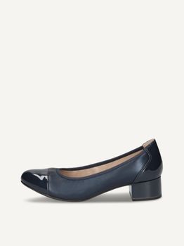 CAPRICE Pumps, blue, made of Leather and textile with Block heel, Size 40.5