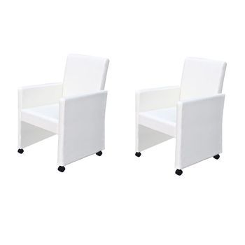 Pack 2 Uds Sillas De Comedor | Silla De Cocina Cuero Sintético Blanco