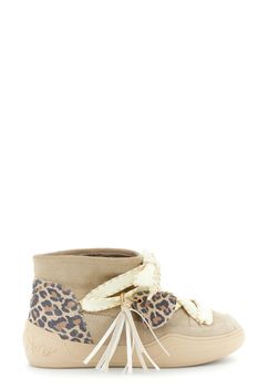 zapatillas altas de ante con detalles de estampado animal beige maculato 36