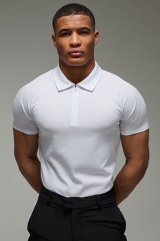 Man Active Golf Polo, Blanco