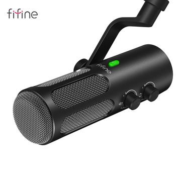 FIFINE-micrófono dinámico USB/XLR para grabar, micrófono de estudio con cancelación de ruido con perilla de ganancia, botón de silencio para mezclador de PC-Amplitank Tank3