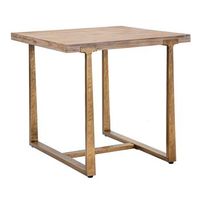 mesa de comedor cuadrada de madera y metal marron 80x80x76 cm