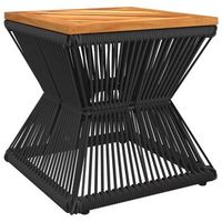 mesa de centro 38x38x38 cm madera maciza de acacia con acabado al aceite natural acero con recubrimiento en polvo poliester - marron
