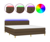 cama box spring con colchon led tela marron oscuro 160x200 cm diseno de botones