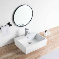 lavabo blanco brillante sobre encimera ceramico corrientes 53 x 42 cm