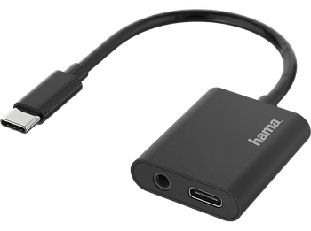 Adaptador USB-C a Jack - Hama 00200319, De conector enchufe 3.5 mm / USB-C, Negro
