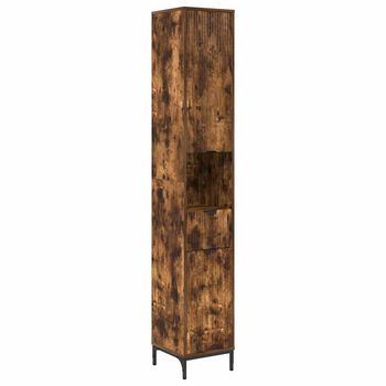 Gabinete De Baño | Armario De Baño Con Cajón Roble Ahumado 31,5 X 33 X 190 Cm