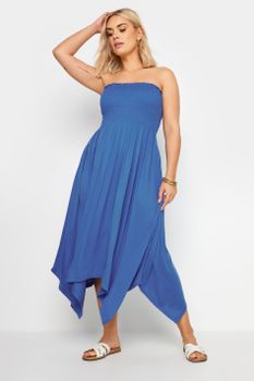 Yours Vestido Azul Cobalto Palabra De Honor, Mujer Curvy Y Tallas Grandes, Yours