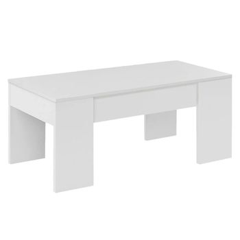 Mesa de centro efecto madera blanco brillo 108x45h50 cm
