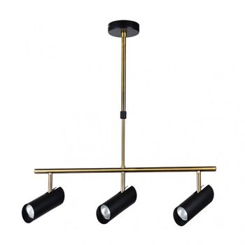 Lampara marrakech 3xgu10 negro/cuero regx56x10 cm orientable
