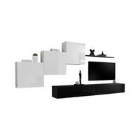 conjunto de muebles de salon mural switch x de diseno en colores negro y blanco brillante
