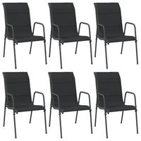 pack 6 uds sillas de jardin  silla de exterior  sillon acero y textilene negro