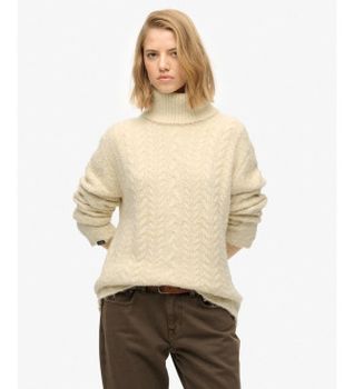 Superdry para mujer. W6110662A Jersey Roll beige (XL), Casual, Nylon