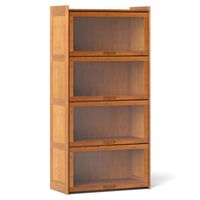 costway librero de 4 niveles con puertas estanteria de bambu de 140 cm con puertas acrilicas organizador de cubos para salon estudio