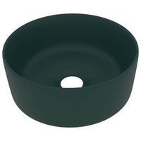 lavabo de lujo redondo ceramica verde oscuro mate 40x15 cm vidaxl
