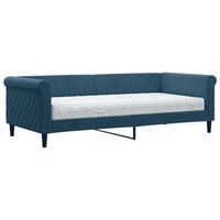 cama individual  cama para adultos  sofa cama con colchon terciopelo azul 90x200 cm