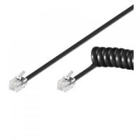 goobay cable telefonico en espiral de 4 hilos rj10 7m negro